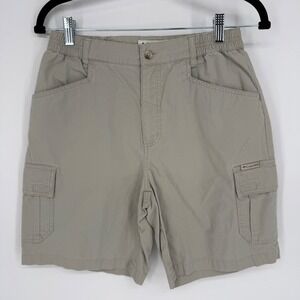 COLUMBIA VINTAGE WOMEN'S 100% COTTON CARGO SHORTS CREAM HIKING OUTDOOR SZ 8